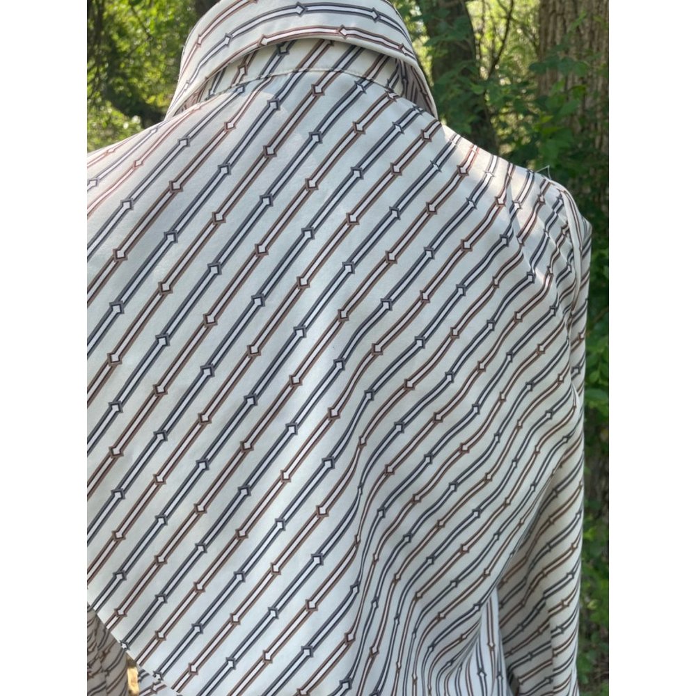 Vintage 1970s Button womens Blouse Abstract Arrow Print MOD - Picture 14 of 16